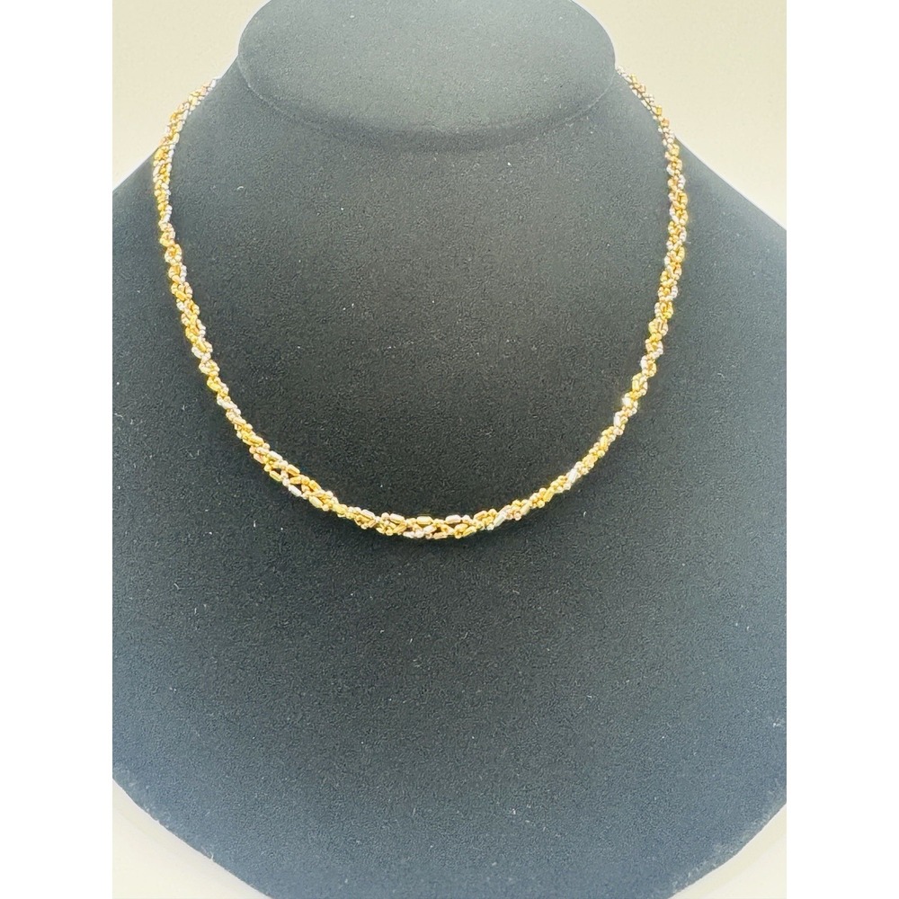 Tecnigold Italy 14K Tri Color Gold Necklace 16" 7.9g 585